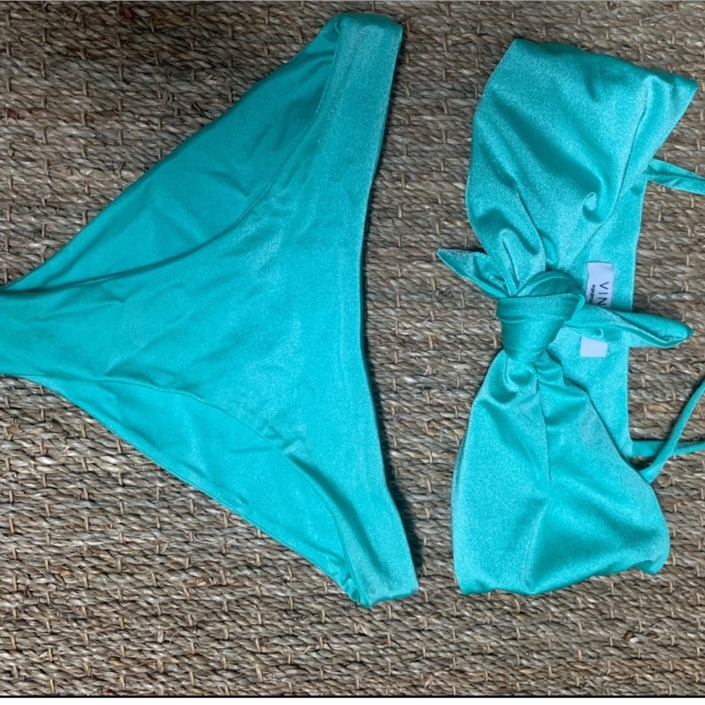 Vincija Australia tie front turquoise bikini XS - Picture 2 of 4